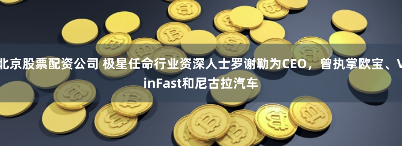 北京股票配资公司 极星任命行业资深人士罗谢勒为CEO，曾执掌欧宝、VinFast和尼古拉汽车